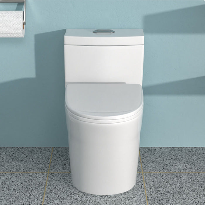1 Piece Toilet For Bathroom, Dual Flush 1.24 / 1.43 Gpf, Soft Closing Seat - White