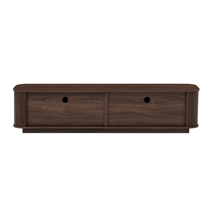 70" TV Stand With Ample Storage, Refined Curved Corners - Dark Brown
