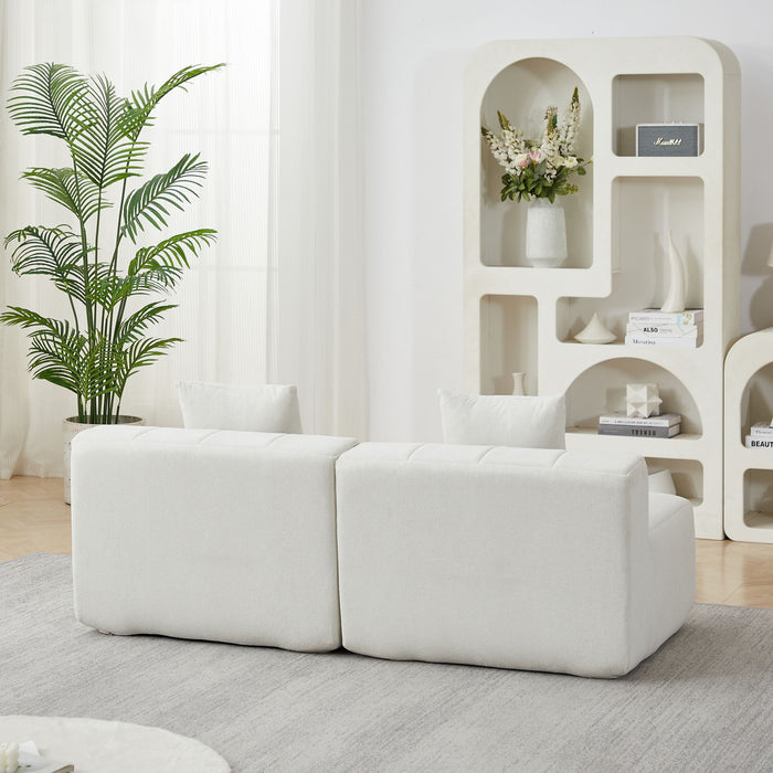 Modular Sectional Sofa With 2 Pillows, Symmetrical Design