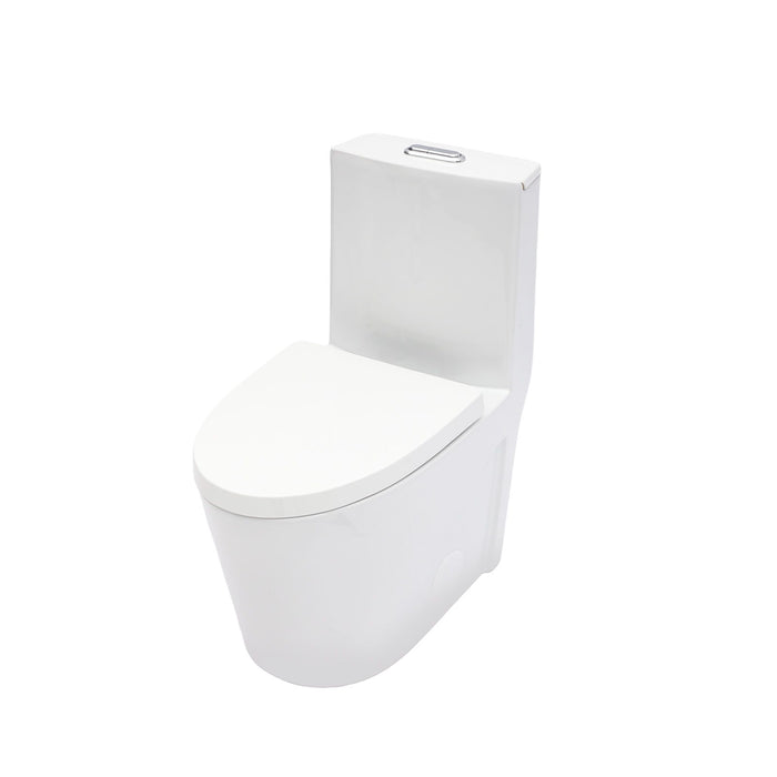 1 Piece Toilet For Bathroom, Dual Flush 1.24 / 1.6 Gpf, Soft Closing Seat - White