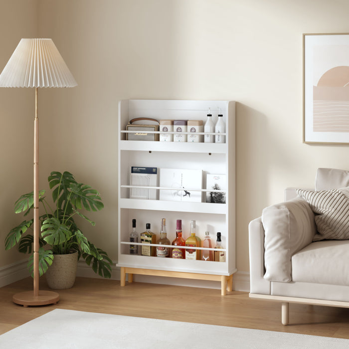 Wall Mounted Bookshelf, 3 Front Facing Display Shelves For Toddler Bedroom - White