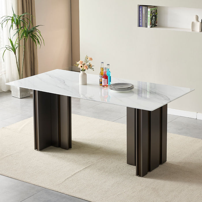 Rectangular Dining Table - Gray / White