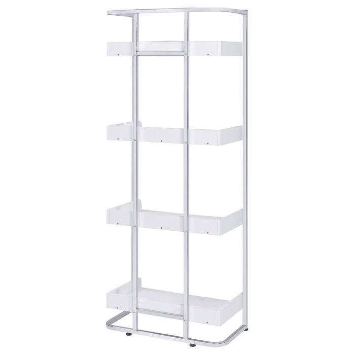 4 Shelf Open Back Bookcase With Accents - White