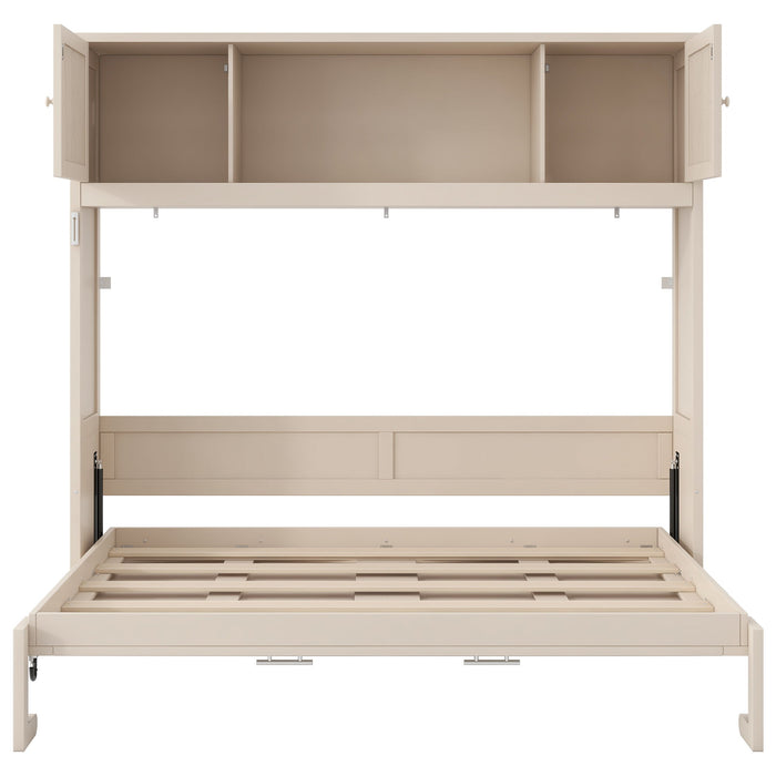 Rustic Casual Murphy Bed With Storage Cabinets