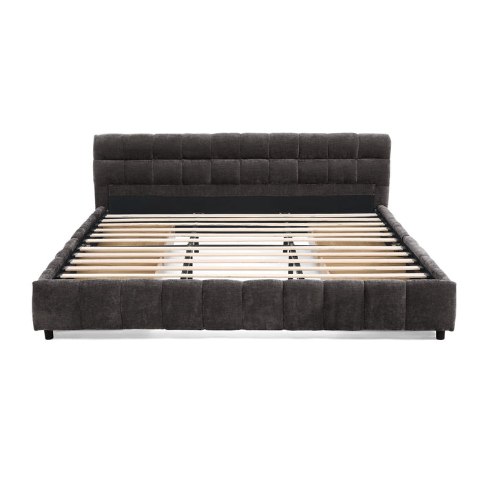 Modern Platform Bed Frame With Thick Fabric