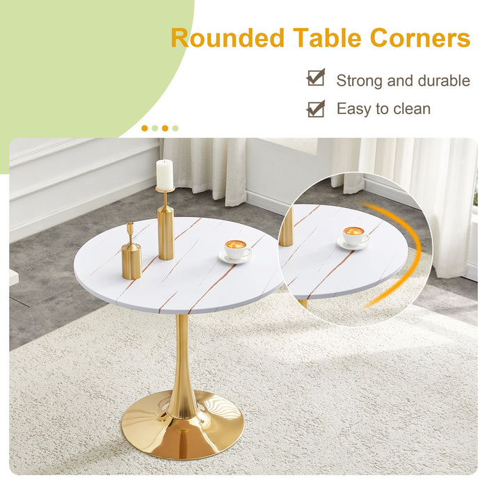 Round Dining Table & Thickened Top For Kitchen