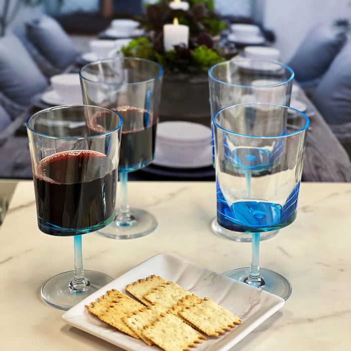 Leadingware Oval Halo Plastic Wine Glasses (Set of 4)