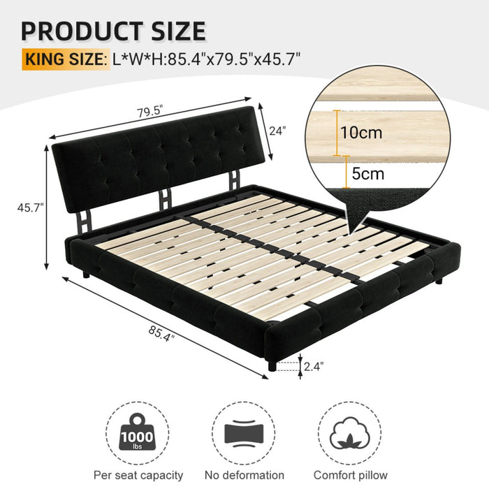 Tufted Headboard With Extra-Large Ultra-Soft Cloud Pillow Design