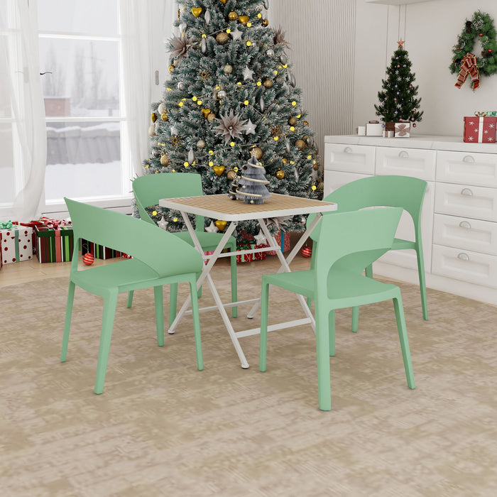 4 Piece Set Of Modern Designed Single Chairs With Folding Square Table