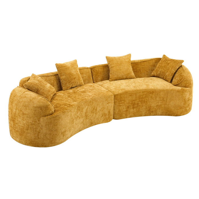 Curved Compressed Sofa, Nordic-Style Design For Living Room