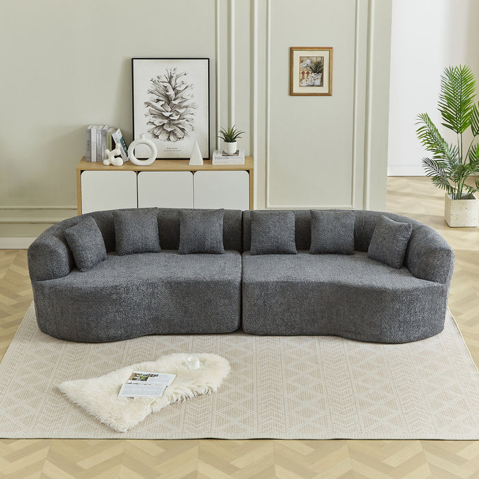 Curved Sectional Sofa With 6 Pillows
