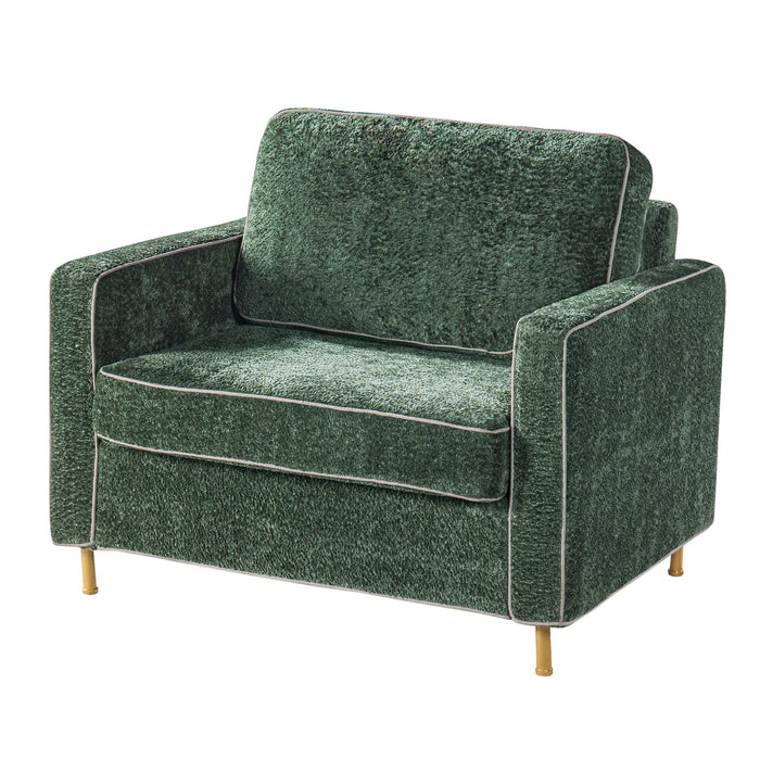 Accent Chair Upholstered Single Sofa With Square Arms, Sewn Pillow Back For Living Room