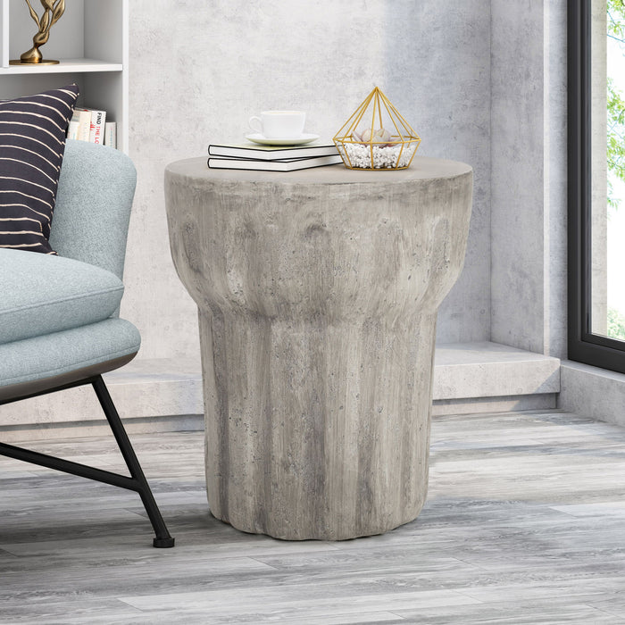 Outdoor Round Side Table - Gray