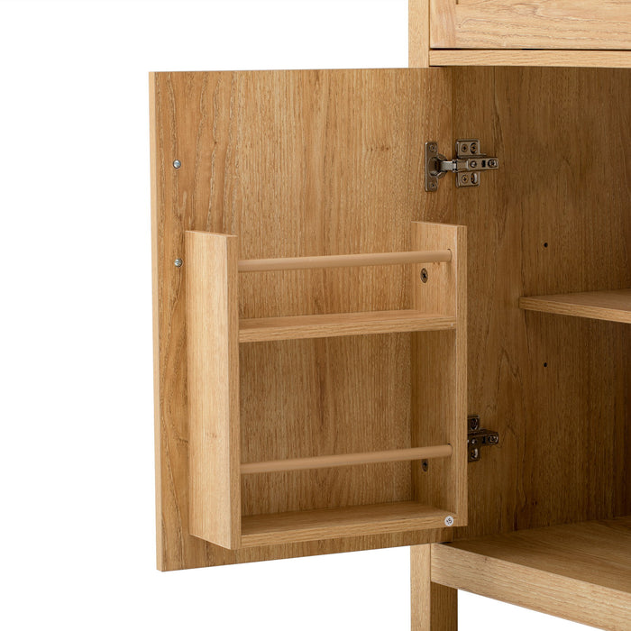 Bathroom Vanity With Sink, Adjustable Shelf & Door Organizers - Walnut