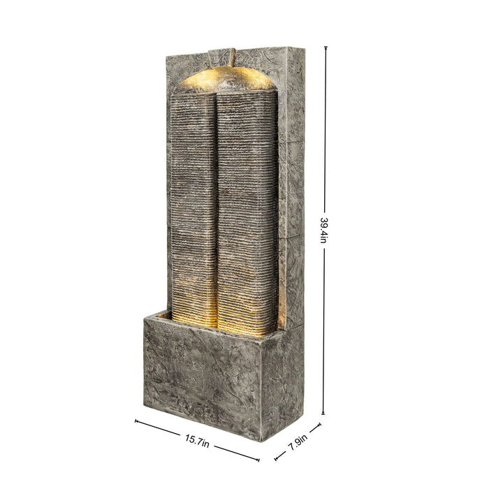 Modern Outdoor Water Fountain With LED Lights