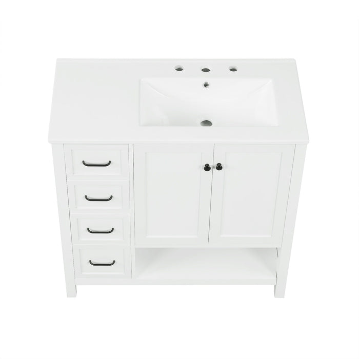 Bathroom Vanity With Sink Top, Bathroom Vanity Cabinet With 2 Doors And 2 Drawers, Open Shelf