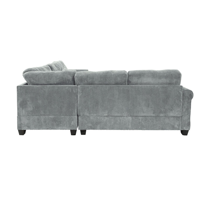 Modern Sectional Set With Corner Wedge, Loveseat, Ottoman & 2 Pillows