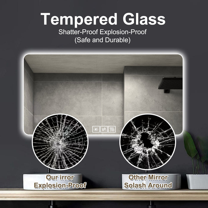 LED Bathroom Mirror With 3 Color Dimmable Backlight