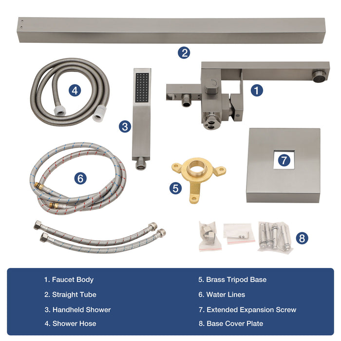Freestanding Bathtub Faucet With Waterfall Tub Filler And Hand Shower