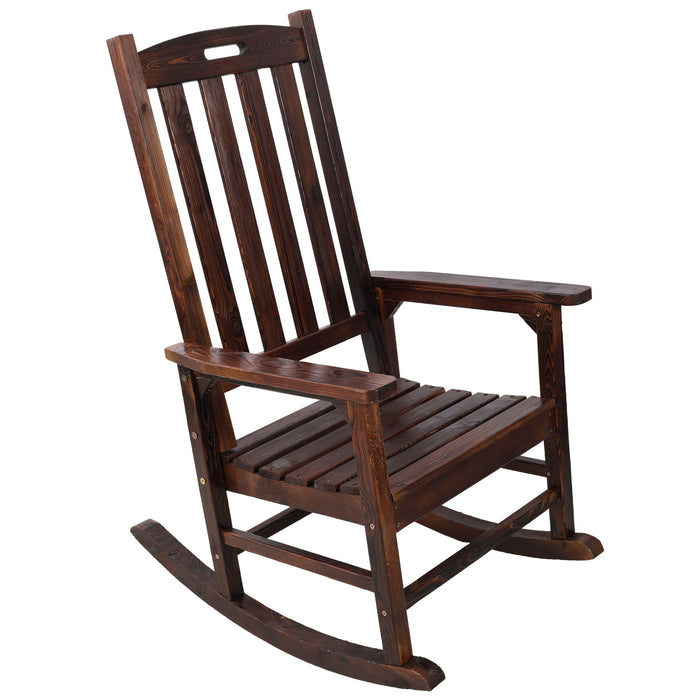 Oversized Porch Rocker Chair With Wide Seat And Tall Backrest