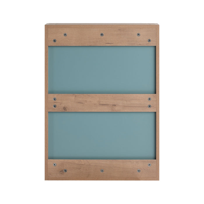 20" Wall Mounted Bathroom Mirror Cabinet With Adjustable Shelves Storage Cabinet - Imitative Oak