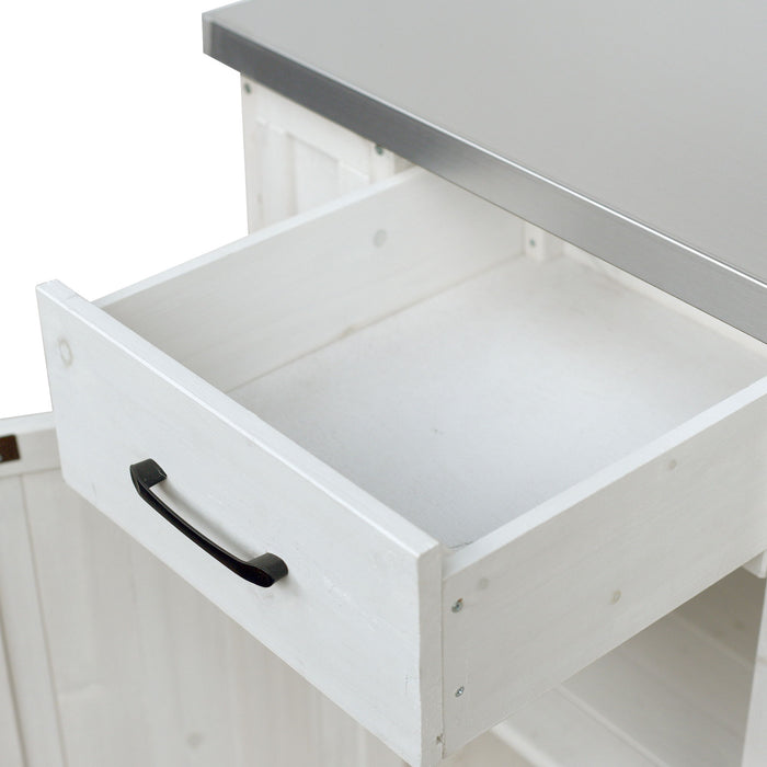 Outdoor Kitchen Island Prep Station With Lockable Wheels, Ample Storage, Towel & Spice Racks