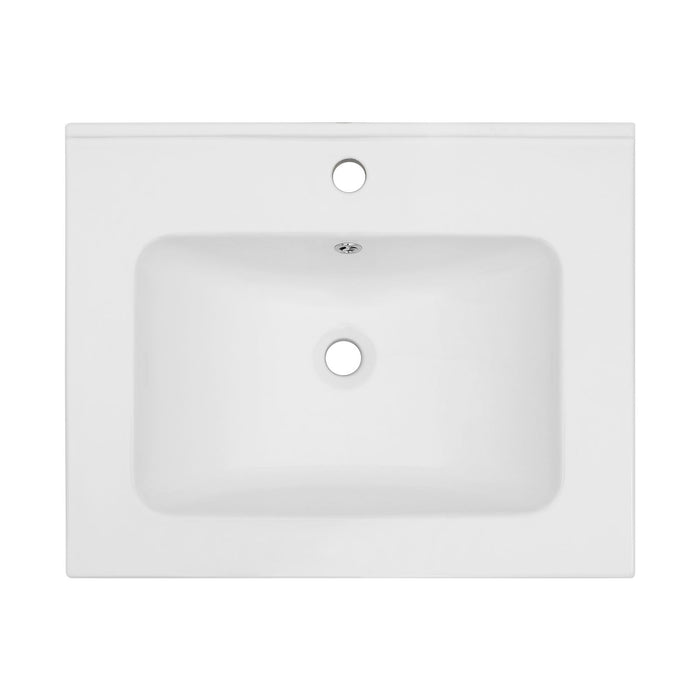 Rectangular Single Vanity Top With 1 Faucet Hole And Overflow Ceramic