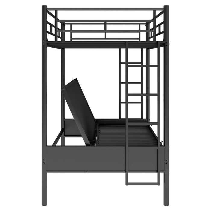 Twin Over Full Bunk Bed, Multifunction - Black