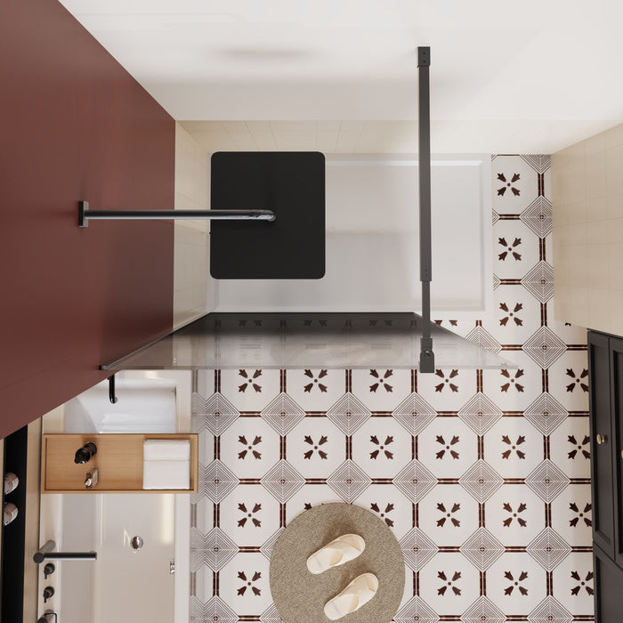 Gradient Shower Door With Handle - Matt Black