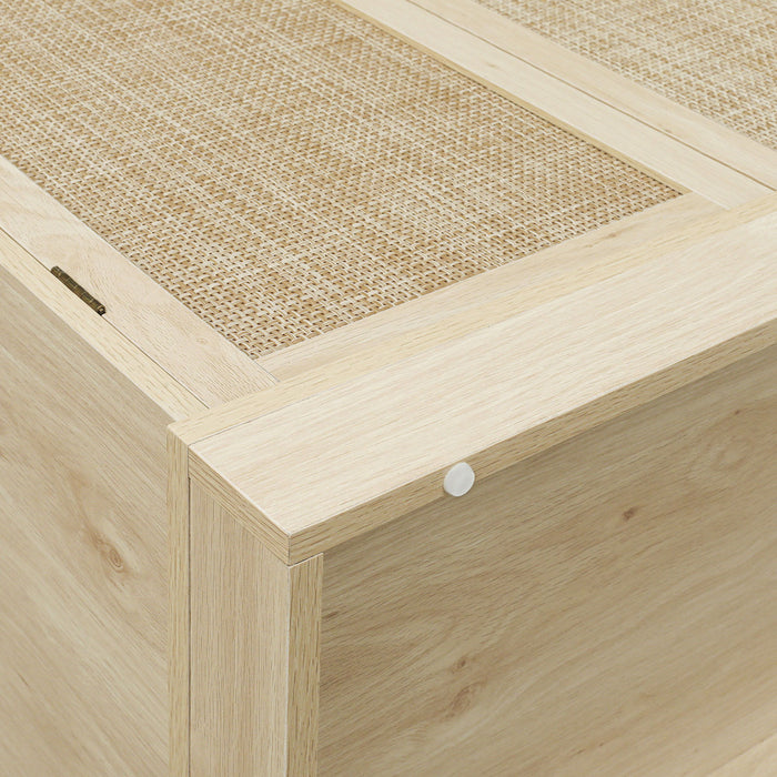 4 Door Storage Cabinet With 1 Drawer And 4 Adjustable Inner Shelves - Natural