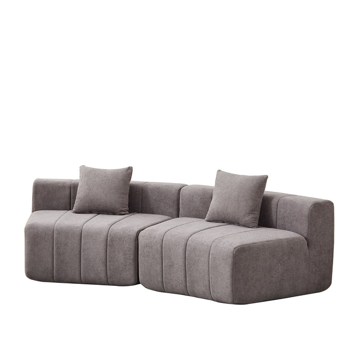 Curved Sectional Sofa With 2 Pillows For Living Room - Gray