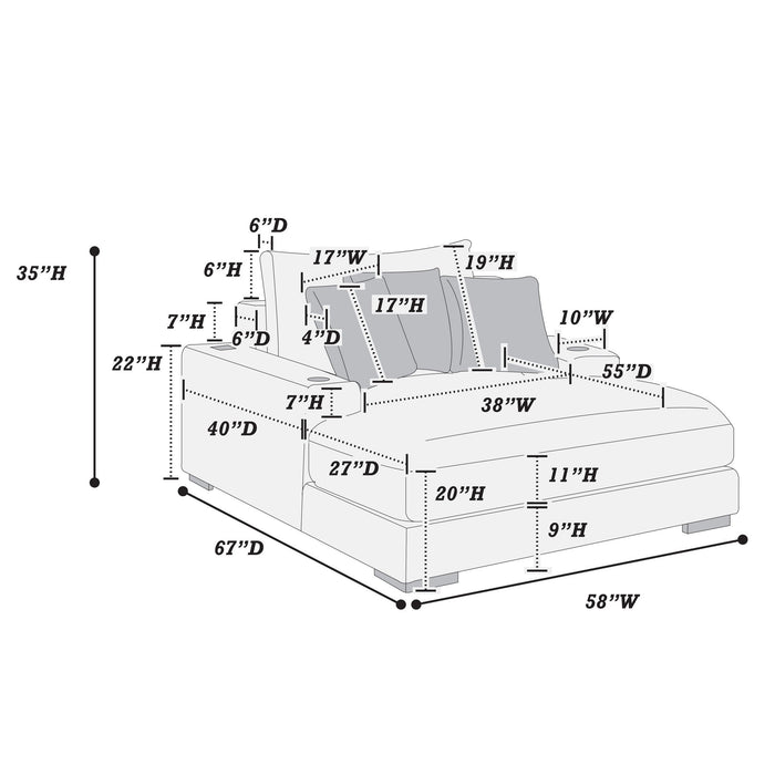 Chaise Lounge With 2 Cup Holders And USB Ports