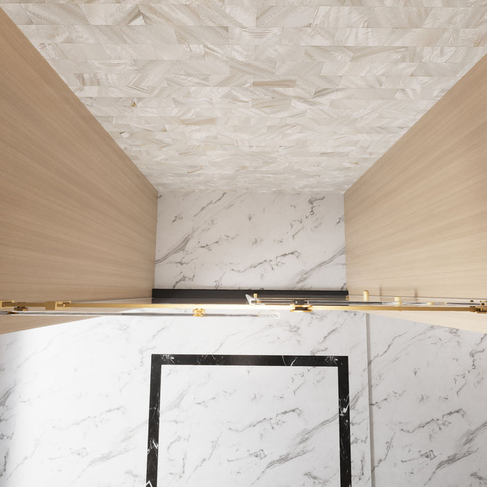 Frameless Single Sliding Shower Door With Handle And Square Tube Track