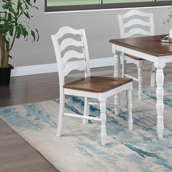 5 Piece Dining Set With Table And Ladder Back Chairs - Oak / White