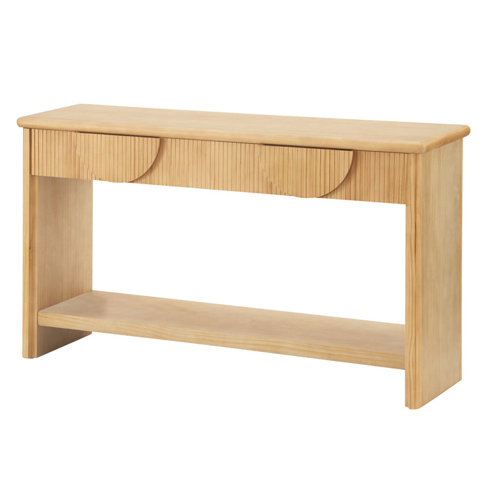 Fluted Console Table With Semi Circular Drawers - Natural