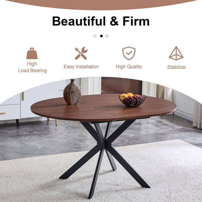 Extendable Round Dining Table - Walnut