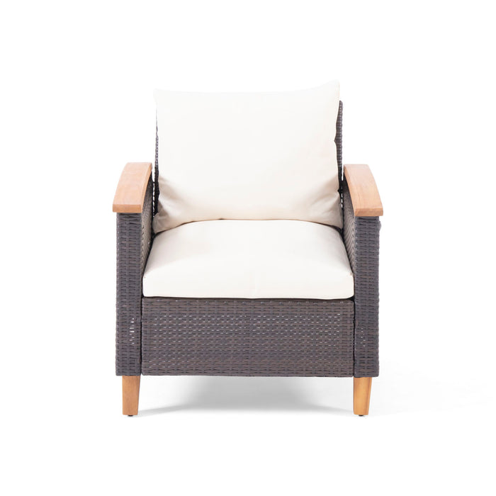 Isla - Transitional Chat Set With Water Resistant Cushions - Teak