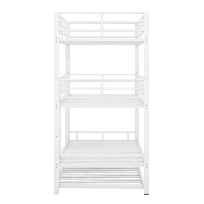 Triple Bunk Bed With Trundle, Heavy Duty Steel Construction