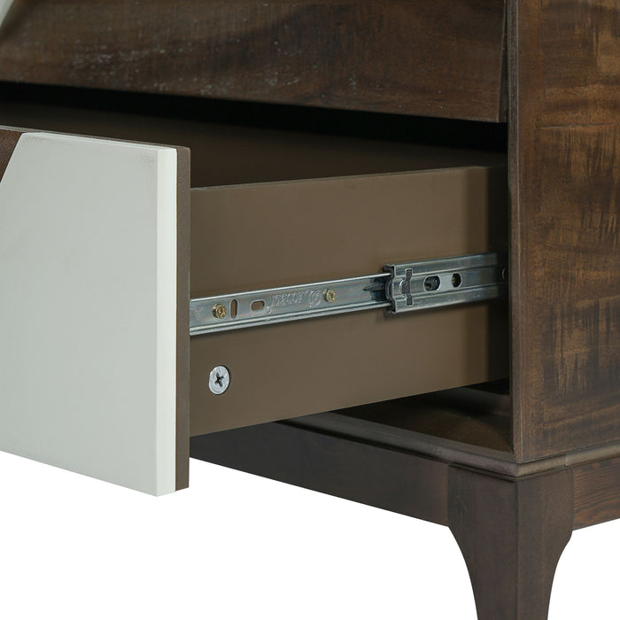 Japandi 2 Drawer Nightstand With Geometric Design
