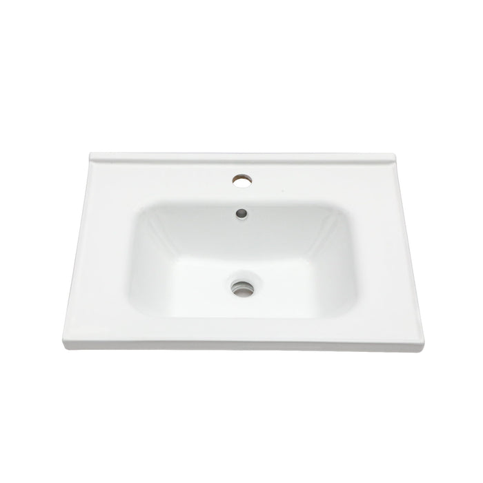 Rectangular Single Vanity Top With 1 Faucet Hole And Overflow Ceramic