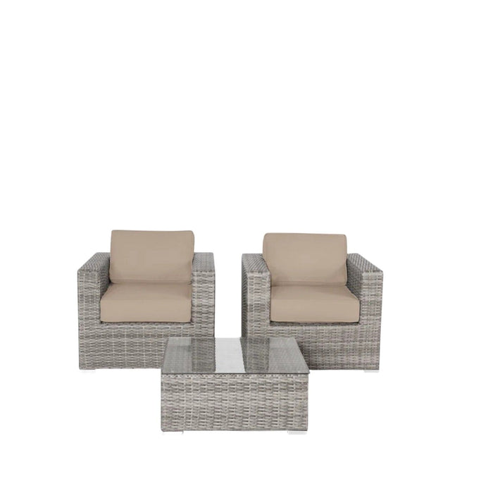 Wicker Seating Group Set With Table And Cushions
