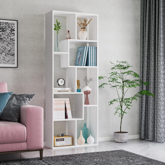 Asymmetrical Display Shelf & Bookcase, 5 Tier