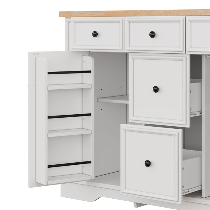 Sideboard Buffet Cabinet With 5 Drawers, 2 Cabinets, Adjustable Shelves