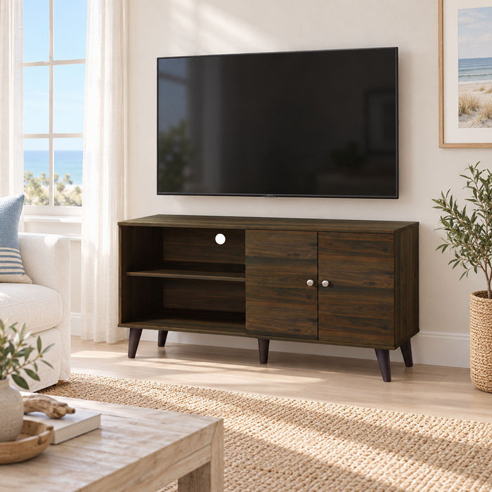 Amidon - TV Stand, With 2 Storage Shelves And 1 Cabinet