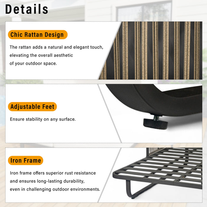 Outdoor Patio Rattan Daybed With Detachable Pillows