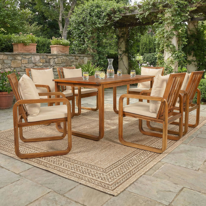 7 Piece Outdoor Patio Dining Set With Removable Cushions