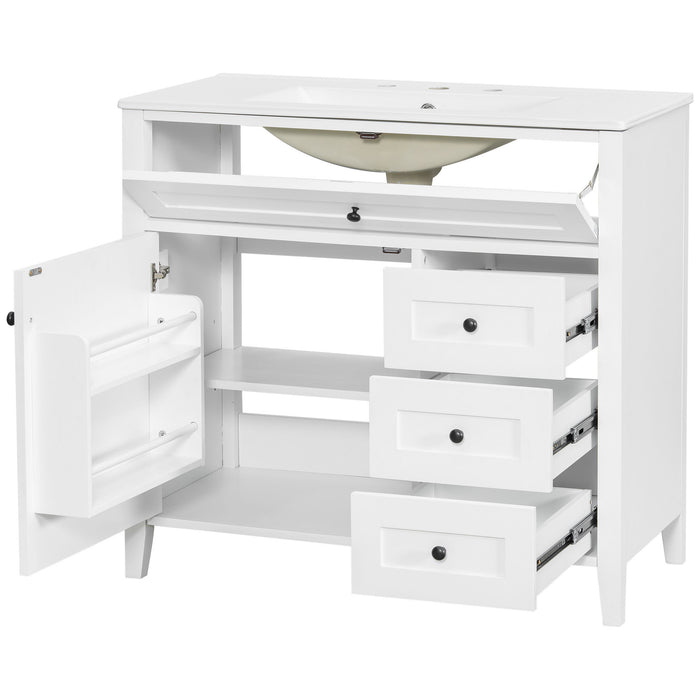 Bathroom Vanity With Sink, Cabinet With 3 Drawers And Adjustable Shelf