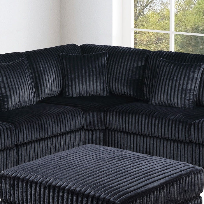 6 Piece Modular Sectional Sofa Set Upholstered Living Room Plush Couch With Cup Holders And USB Port - Black