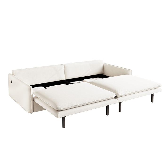 4 Seat Convertible Sleeper Sofa Bed, Modern With Storage