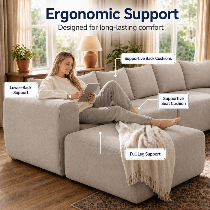 8 Seater U-Shaped Couch With Ottoman